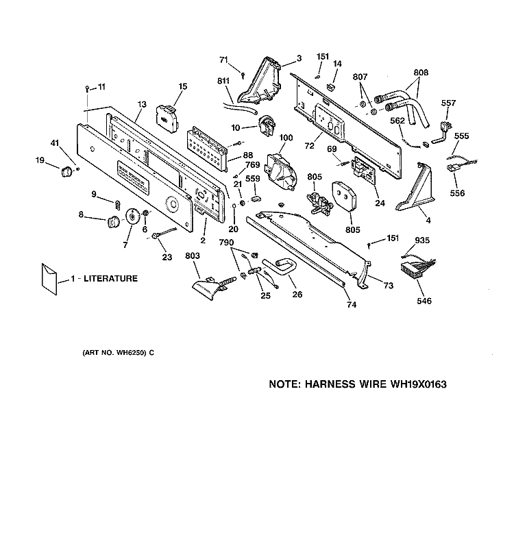 CONTROLS & BACKSPLASH Diagram and Parts List for WPSF4170V0AA  General Electric Washer