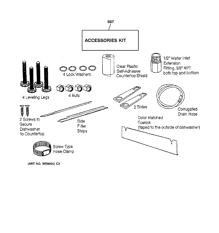 ACCESSORIES Diagram and Parts List for ZBD4900YSS  General Electric Dishwasher
