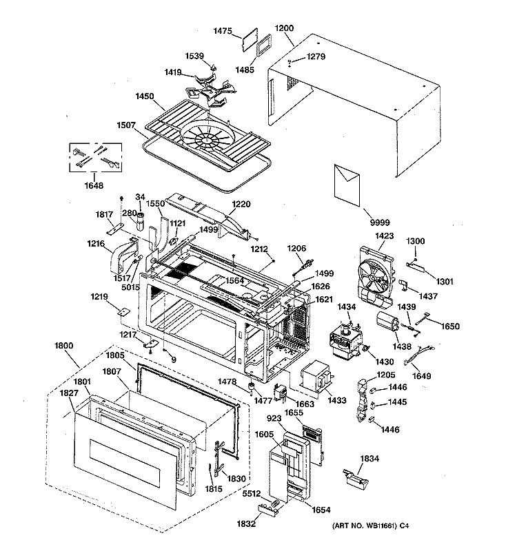 Section Diagram and Parts List for JEM25GV03  General Electric Microwave