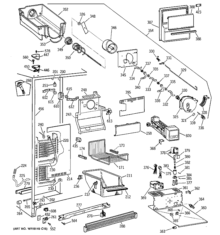 FREEZER SECTION Diagram and Parts List for TFX27PPZBWW  General Electric Refrigerator