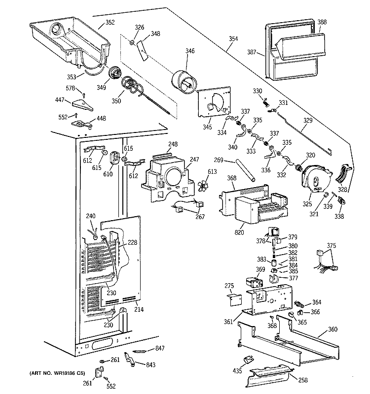 FREEZER SECTION Diagram and Parts List for TFX30PPZBBB  General Electric Refrigerator
