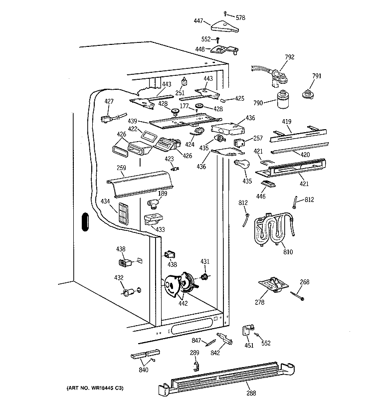 FRESH FOOD SECTION Diagram and Parts List for TFX30PPZBBB  General Electric Refrigerator