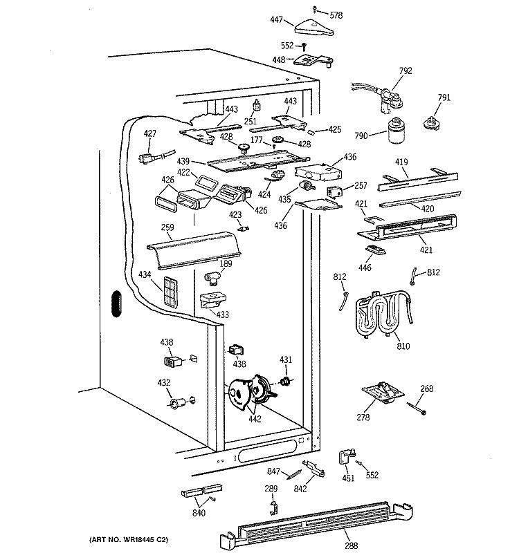 FRESH FOOD SECTION Diagram and Parts List for TFX30PBZCBB  General Electric Refrigerator
