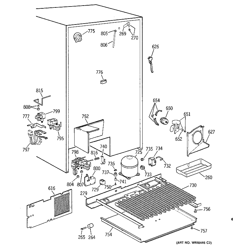 UNIT PARTS Diagram and Parts List for TFX30PPZCBB  General Electric Refrigerator