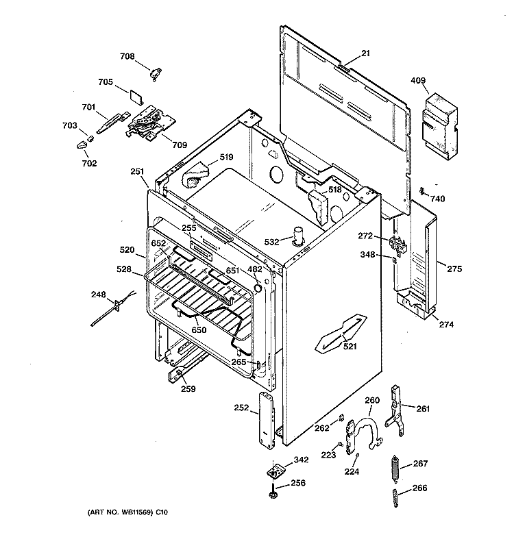 BODY PARTS Diagram and Parts List for JBP19BY2  General Electric Range