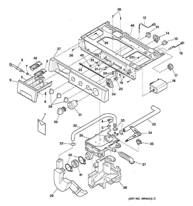 CONTROL PANEL Diagram and Parts List for WSXH208T0WB  General Electric Washer