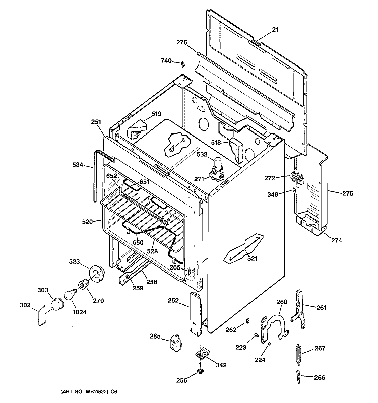 BODY PARTS Diagram and Parts List for JBS27AY2  General Electric Range