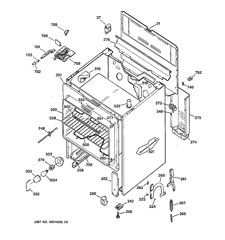 BODY PARTS Diagram and Parts List for JBP46WIY2  General Electric Range