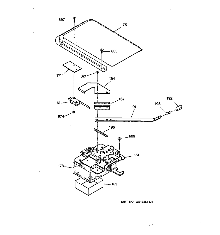 LOCK Diagram and Parts List for JBP23BY1AD  General Electric Range