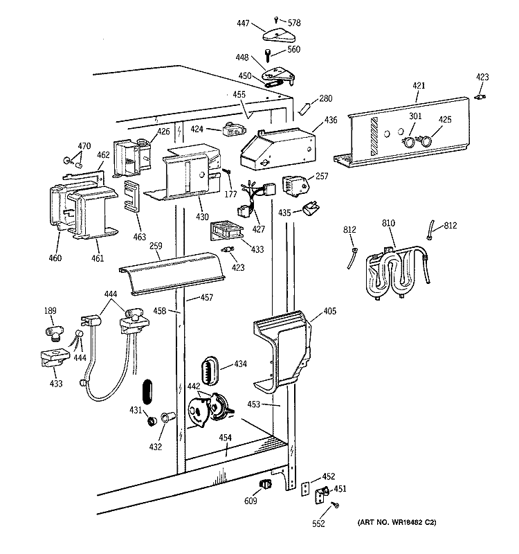 FRESH FOOD SECTION Diagram and Parts List for TFJ22PRZAWW  General Electric Refrigerator
