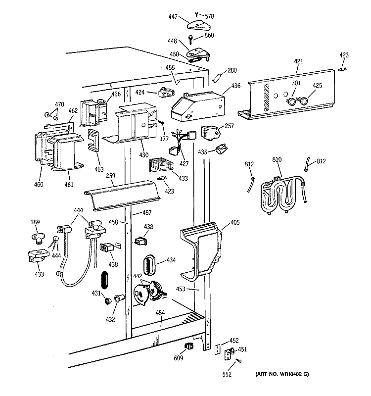 FRESH FOOD SECTION Diagram and Parts List for TFJ25PRZAWW  General Electric Refrigerator