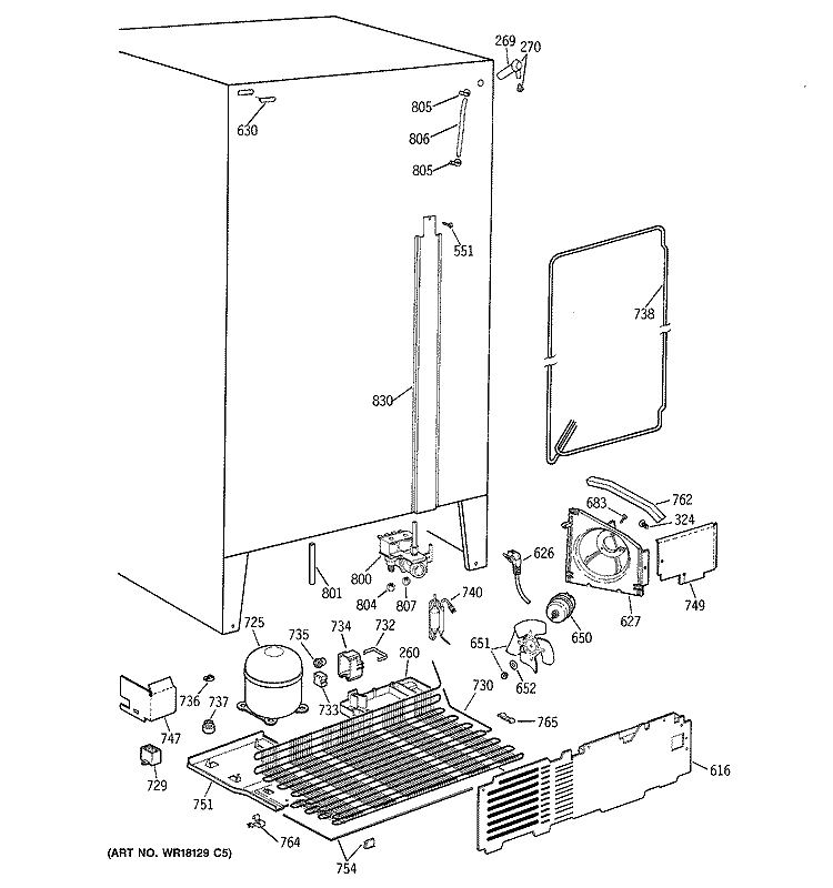 UNIT PARTS Diagram and Parts List for TFZ20JRZBWH  General Electric Refrigerator