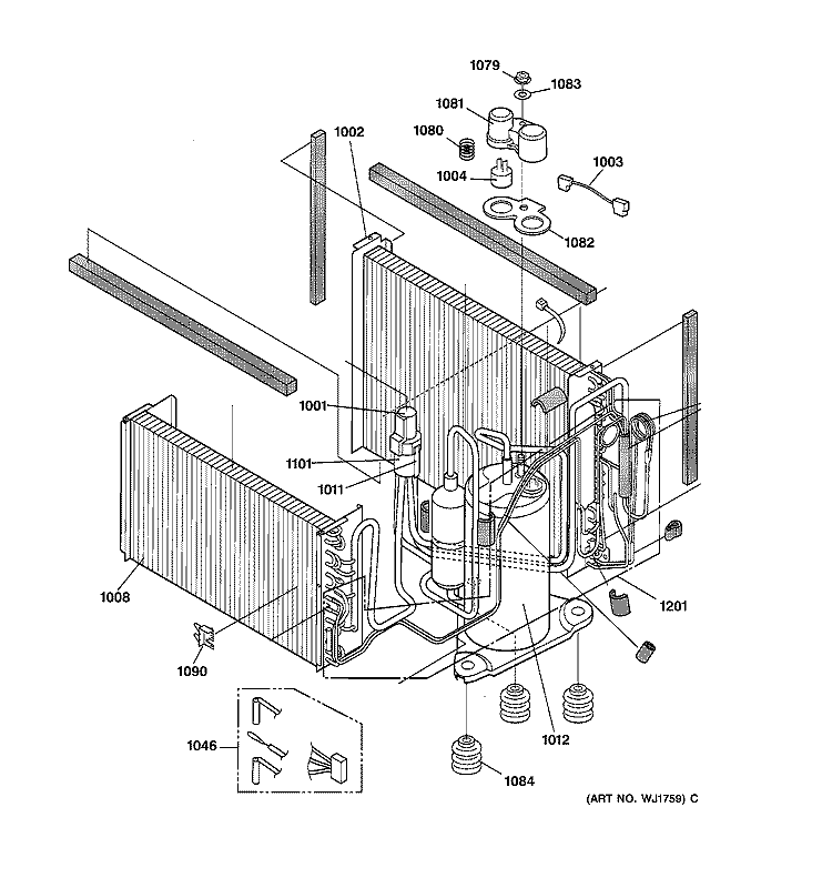 Section Diagram and Parts List for AJHS10DCM1  General Electric Air Conditioner