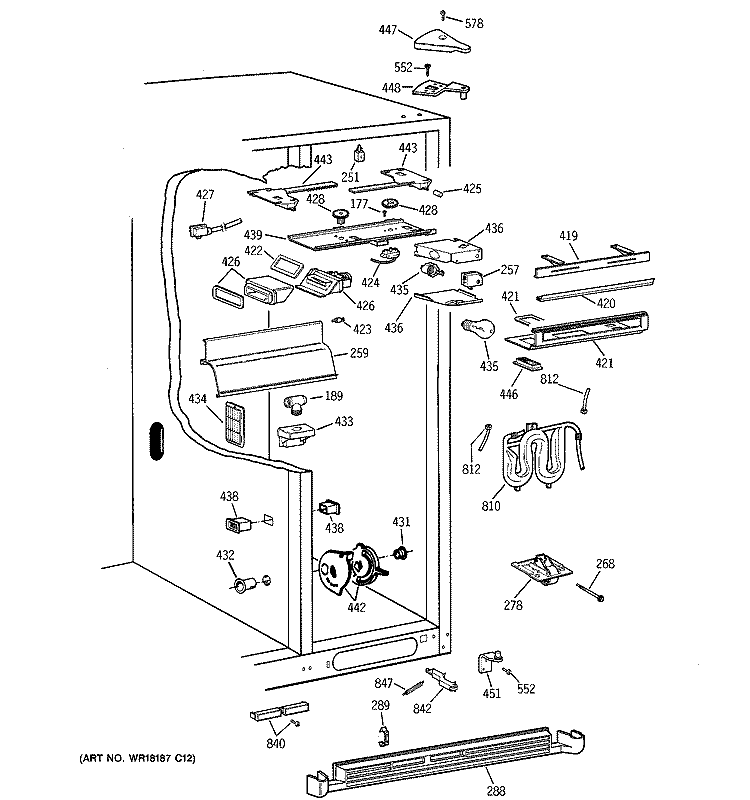 FRESH FOOD SECTION Diagram and Parts List for TFX30PRYFBB  General Electric Refrigerator