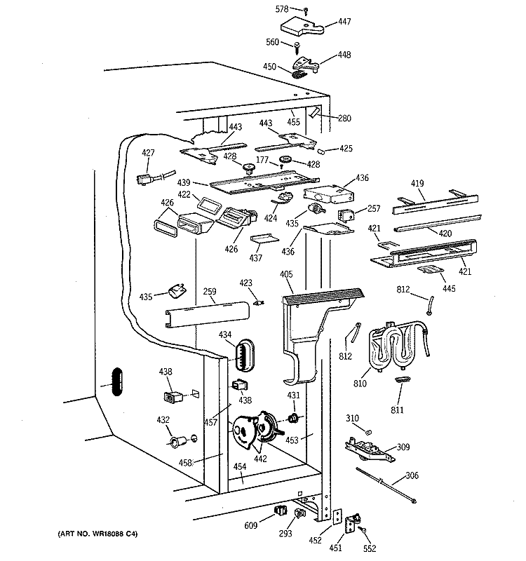 FRESH FOOD SECTION Diagram and Parts List for TPG21BRXFBB  General Electric Refrigerator