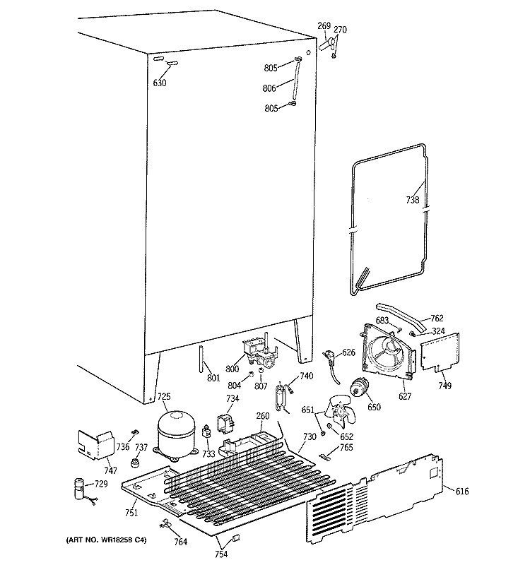 UNIT PARTS Diagram and Parts List for TPG21BRXFBB  General Electric Refrigerator