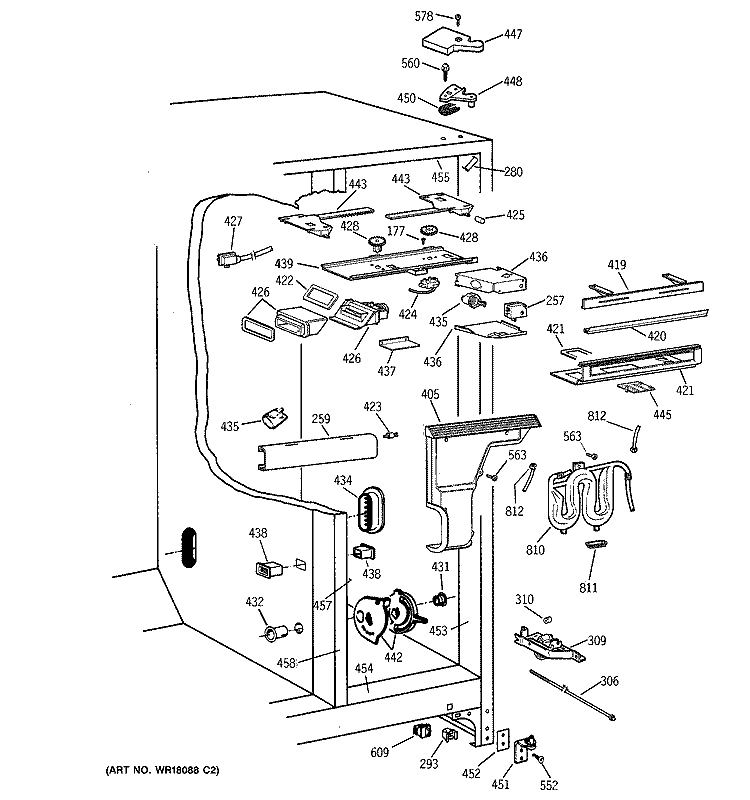 FRESH FOOD SECTION Diagram and Parts List for TPG21PRXFWW  General Electric Refrigerator