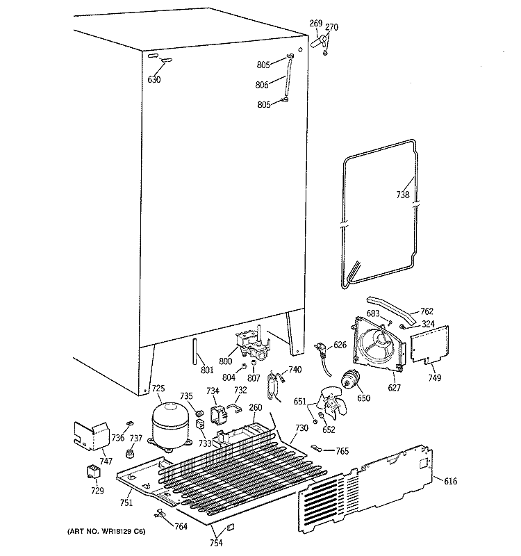 UNIT PARTS Diagram and Parts List for TFZ20JRYFWW  General Electric Refrigerator