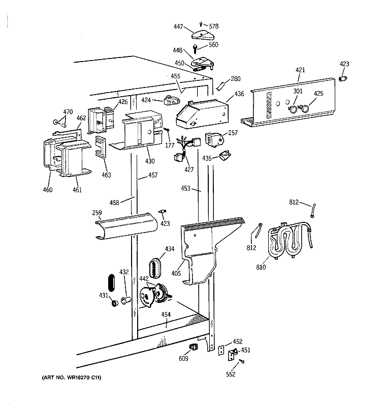 FRESH FOOD SECTION Diagram and Parts List for TFZ22PRYFWW  General Electric Refrigerator