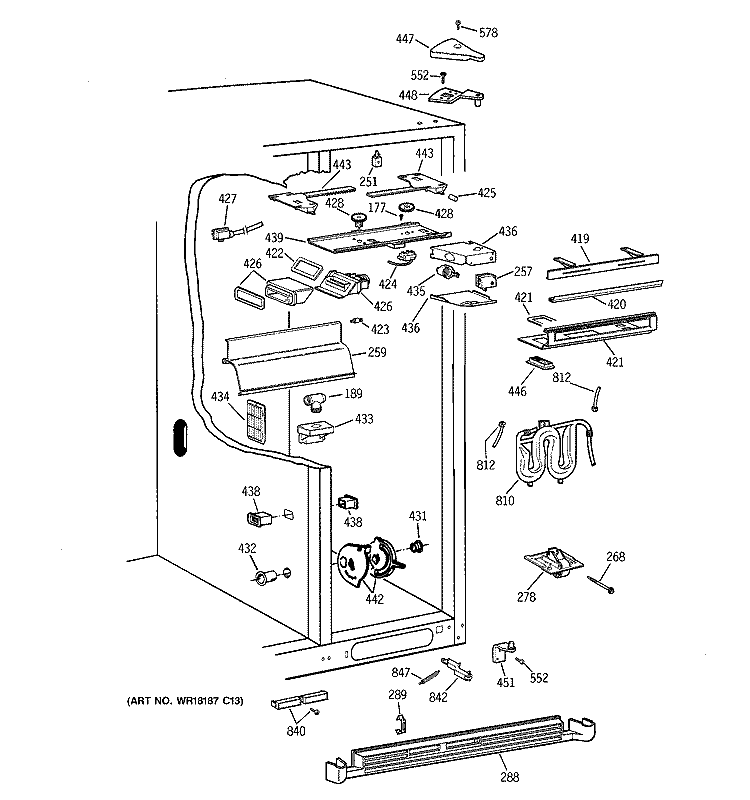 FRESH FOOD SECTION Diagram and Parts List for TPX24PRYFBB  General Electric Refrigerator