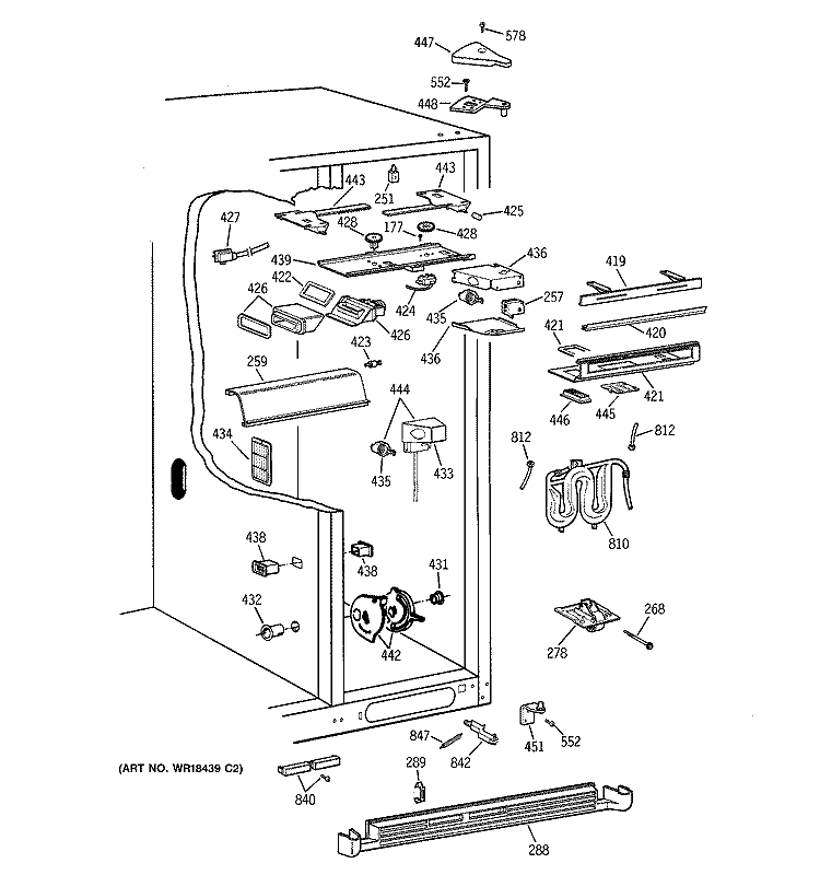 FRESH FOOD SECTION Diagram and Parts List for TFG30PFZCWW  General Electric Refrigerator
