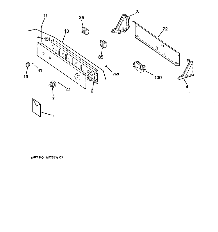 CONTROL ASSEMBLY Diagram and Parts List for DBLR333GT1AA  General Electric Dryer