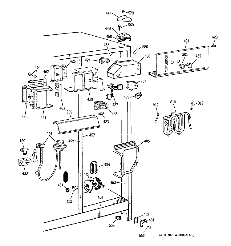 FRESH FOOD SECTION Diagram and Parts List for TFJ22PRZBAA  General Electric Refrigerator
