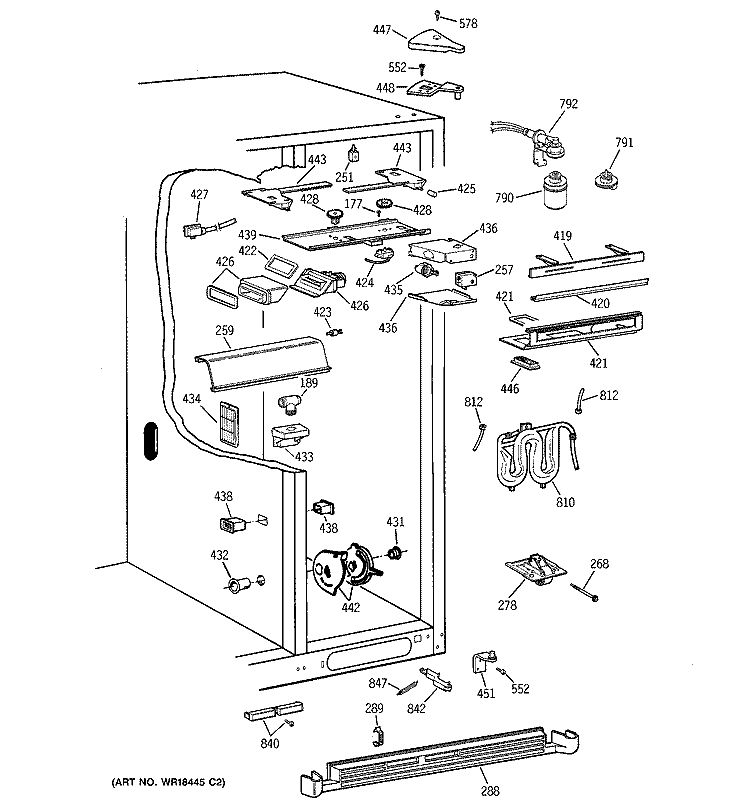FRESH FOOD SECTION Diagram and Parts List for TFX28PPZCBB  General Electric Refrigerator