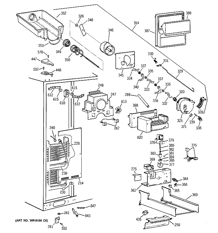 FREEZER SECTION Diagram and Parts List for TFX28PRZCBB  General Electric Refrigerator