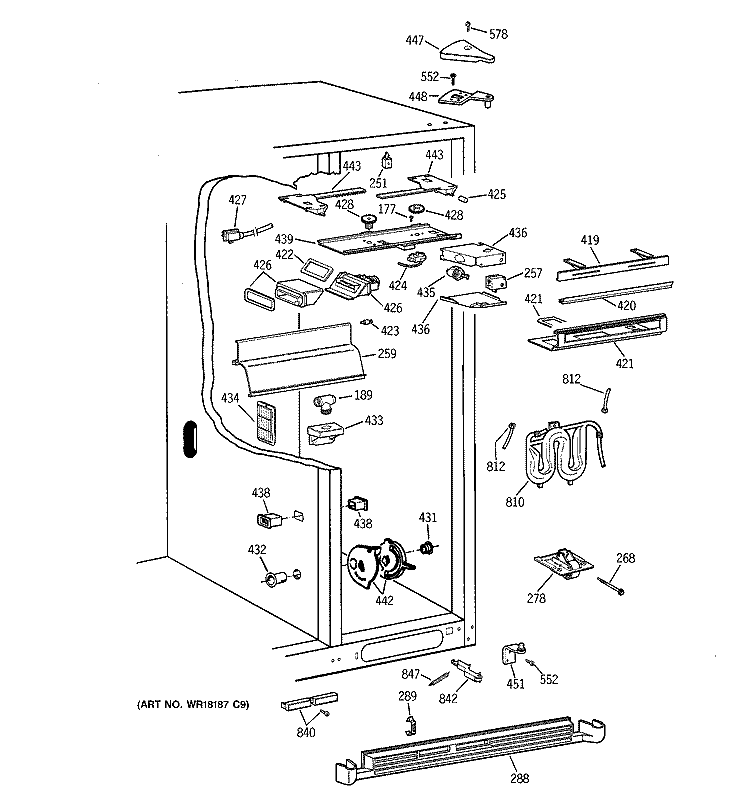 FRESH FOOD SECTION Diagram and Parts List for TFX28PRZCBB  General Electric Refrigerator