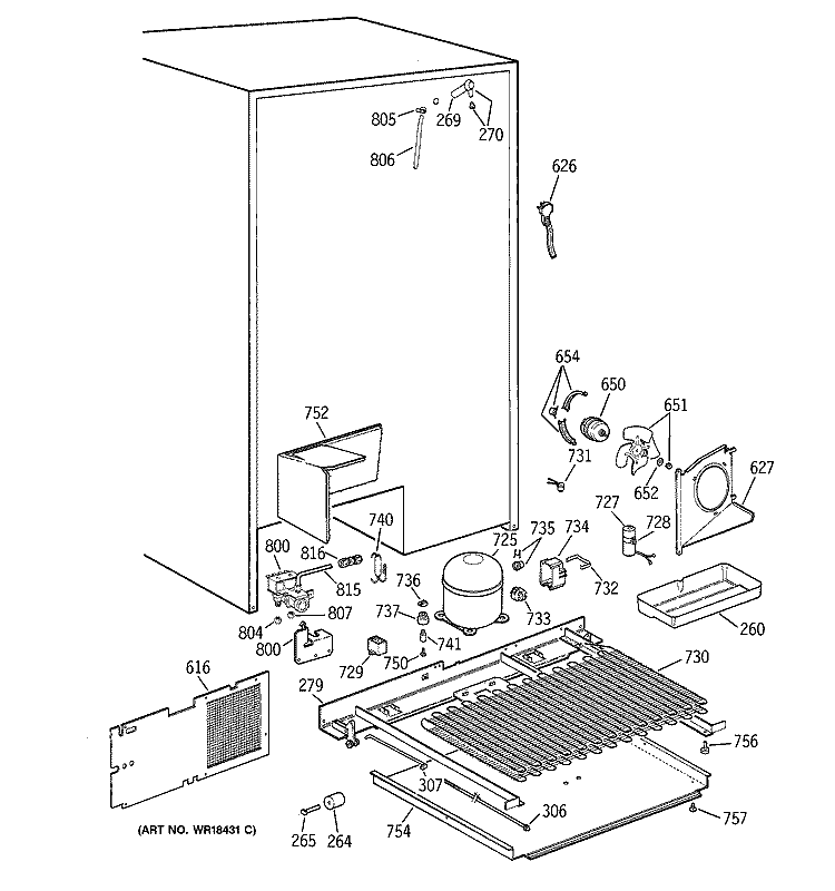 UNIT PARTS Diagram and Parts List for TPJ24PRZCBB  General Electric Refrigerator