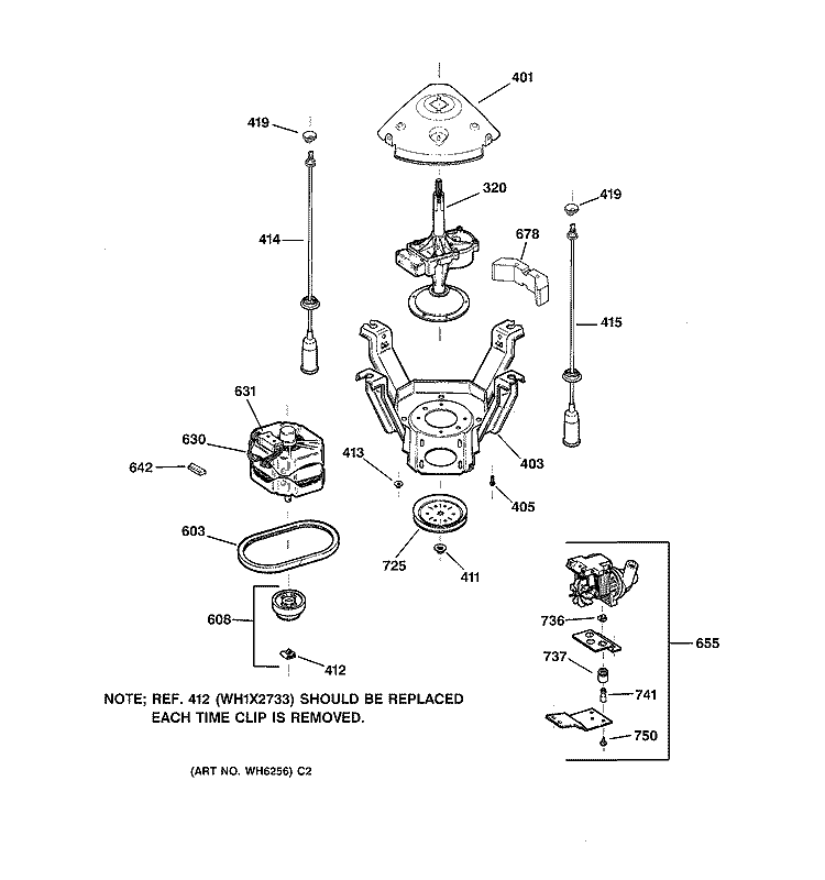 SUSPENSION, PUMP & DRIVE COMPONENTS Diagram and Parts List for WISR106HTAWW  General Electric Washer