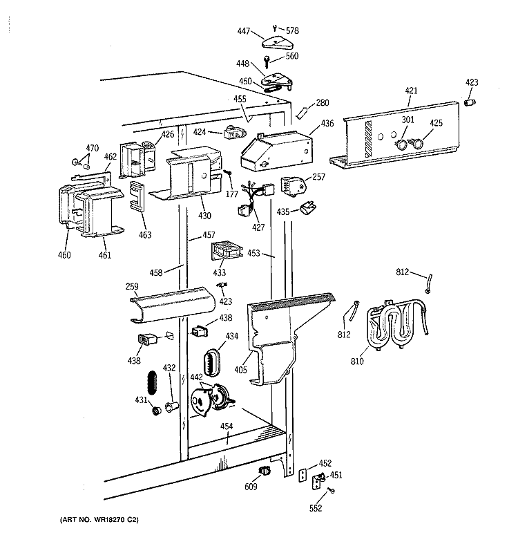 FRESH FOOD SECTION Diagram and Parts List for TFK25PRAAAA  General Electric Refrigerator