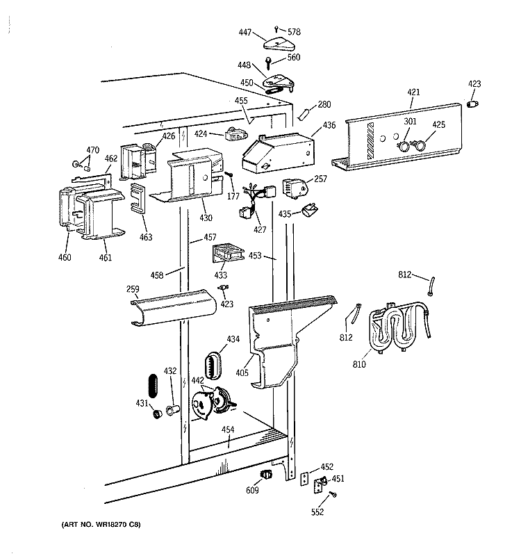 FRESH FOOD SECTION Diagram and Parts List for TFK22PRAAAA  General Electric Refrigerator