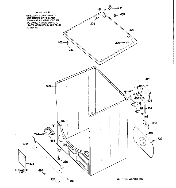 CABINET & TOP Diagram and Parts List for DLB2650RALWW  Hotpoint Dryer