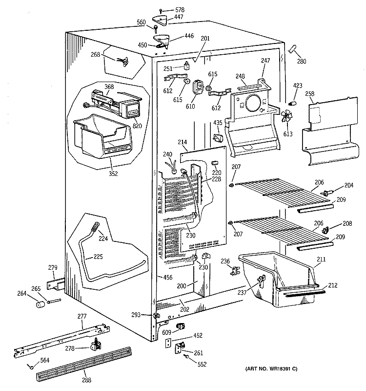 FREEZER SECTION Diagram and Parts List for CSX20BIYDWH  Hotpoint Refrigerator