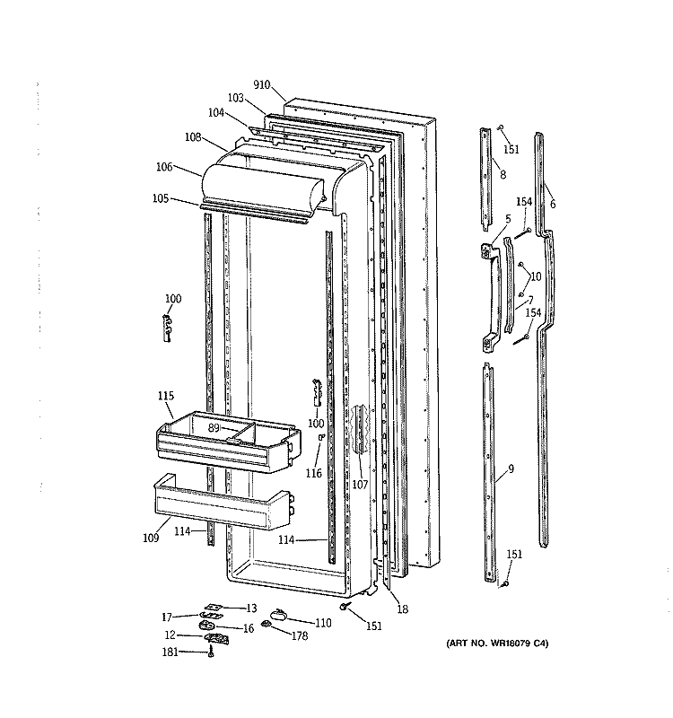 FRESH FOOD DOOR Diagram and Parts List for CSX27DRXDAA  Hotpoint Refrigerator