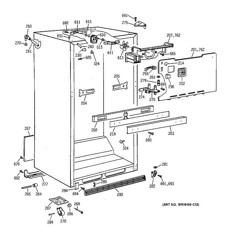 CABINET PARTS Diagram and Parts List for CTT21GAXGRAA  Hotpoint Refrigerator