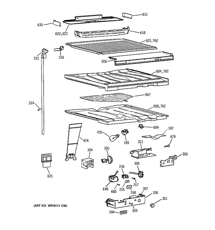 COMPARTMENT SEPARATOR PARTS Diagram and Parts List for CTK24GAXGRAA  Hotpoint Refrigerator