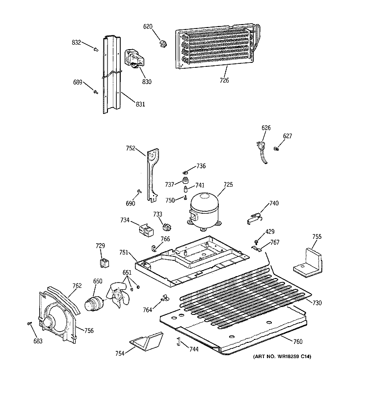 UNIT PARTS Diagram and Parts List for CTK24GAXGRAA  Hotpoint Refrigerator