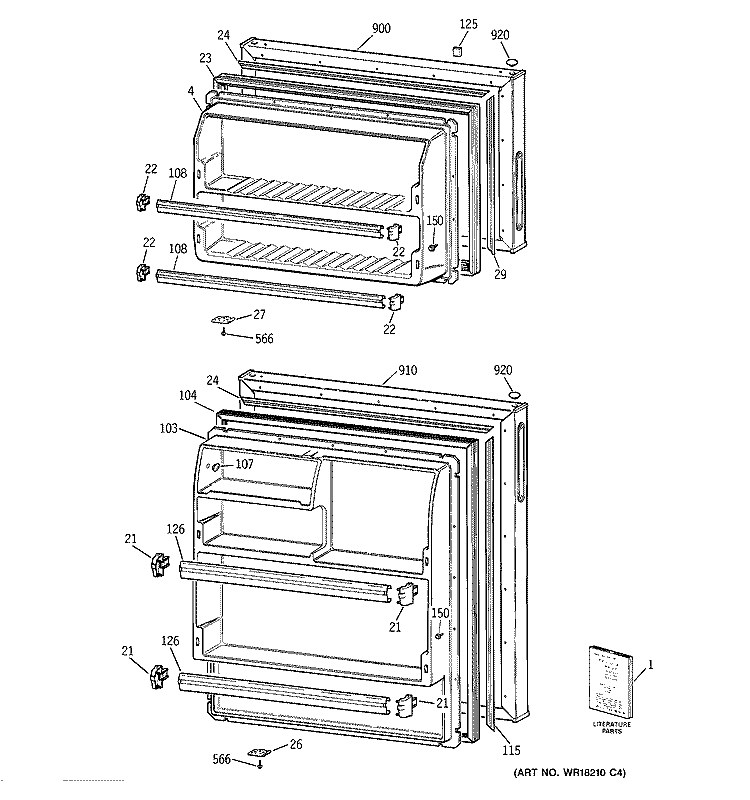 DOORS Diagram and Parts List for CTX18LYZDRWH  Hotpoint Refrigerator