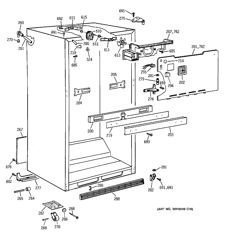 CABINET PARTS Diagram and Parts List for CTX21BAXJRWH  Hotpoint Refrigerator