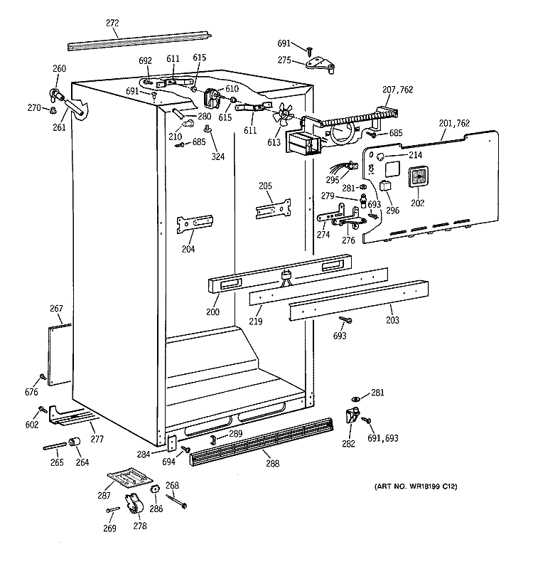 CABINET PARTS Diagram and Parts List for CTG21GAXKRWW  Hotpoint Refrigerator
