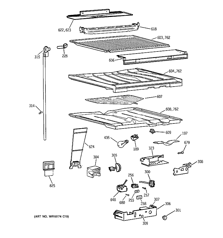 COMPARTMENT SEPARATOR PARTS Diagram and Parts List for CTG21GAXKRWW  Hotpoint Refrigerator