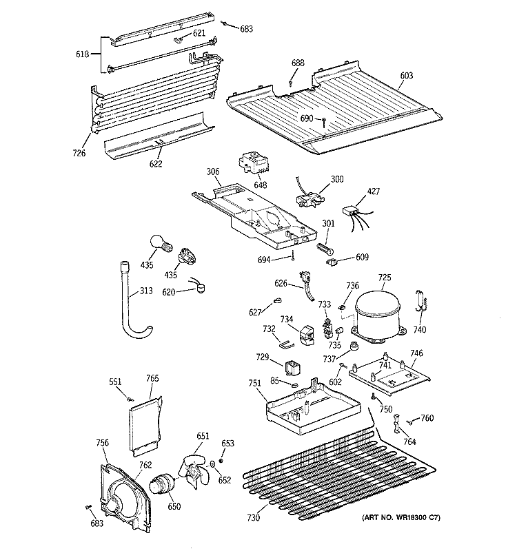 UNIT PARTS Diagram and Parts List for CTT18EAZDRAD  Hotpoint Refrigerator