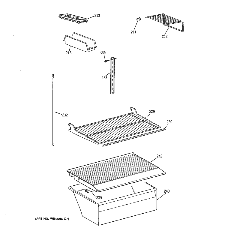 SHELF PARTS Diagram and Parts List for CTX18CAZARAA  Hotpoint Refrigerator