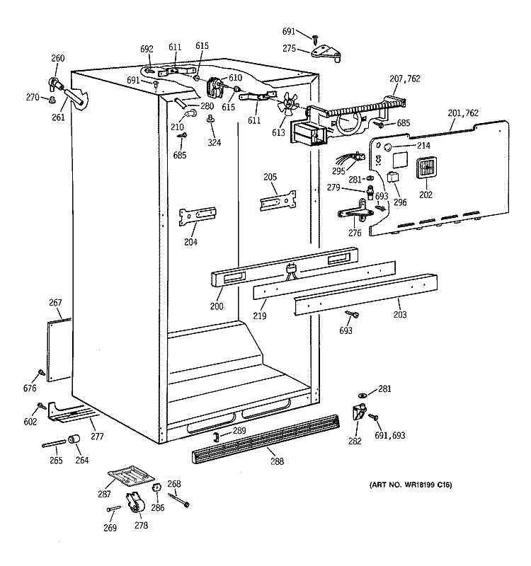 CABINET PARTS Diagram and Parts List for CTX21EAZBRAA  Hotpoint Refrigerator