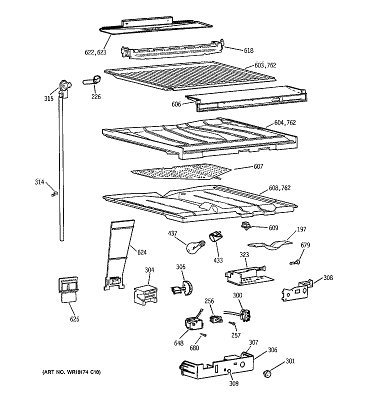 COMPARTMENT SEPARATOR PARTS Diagram and Parts List for CTT21GAZGRAA  Hotpoint Refrigerator