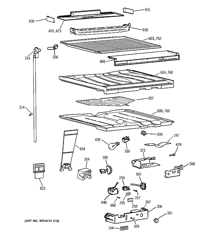 COMPARTMENT SEPARATOR PARTS Diagram and Parts List for CTK24GAXHRAA  Hotpoint Refrigerator