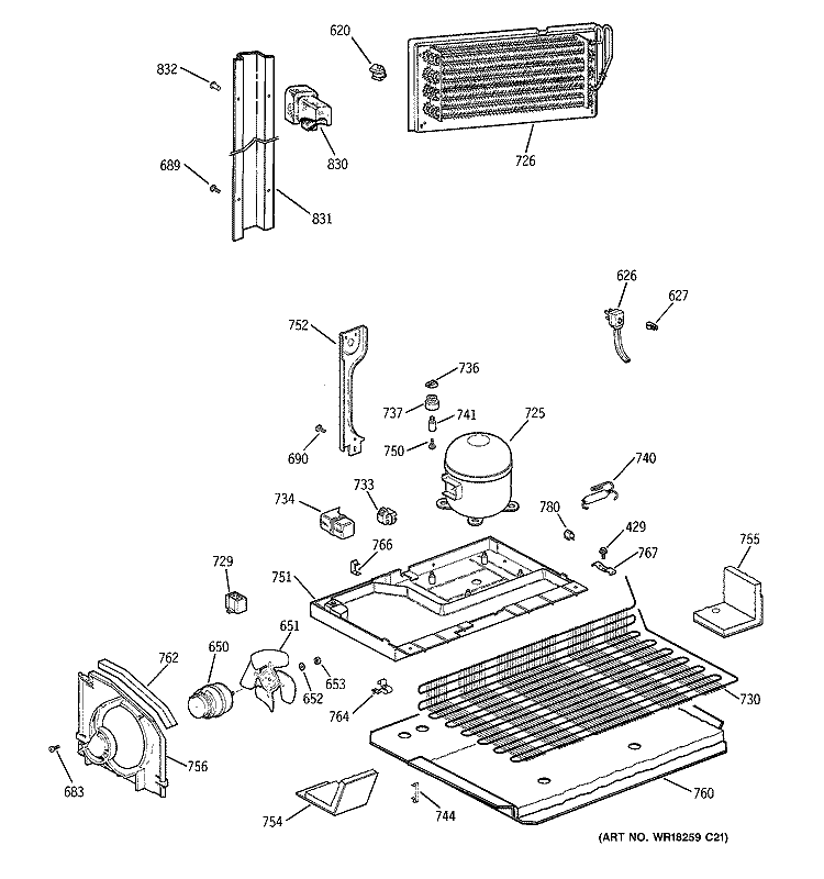 UNIT PARTS Diagram and Parts List for CTK24GAXHRAA  Hotpoint Refrigerator